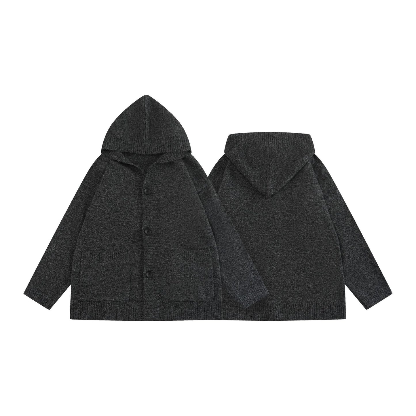 Open Front Cardigan Coat Loose Lazy Style Hooded Sweater