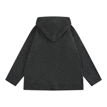 Open Front Cardigan Coat Loose Lazy Style Hooded Sweater
