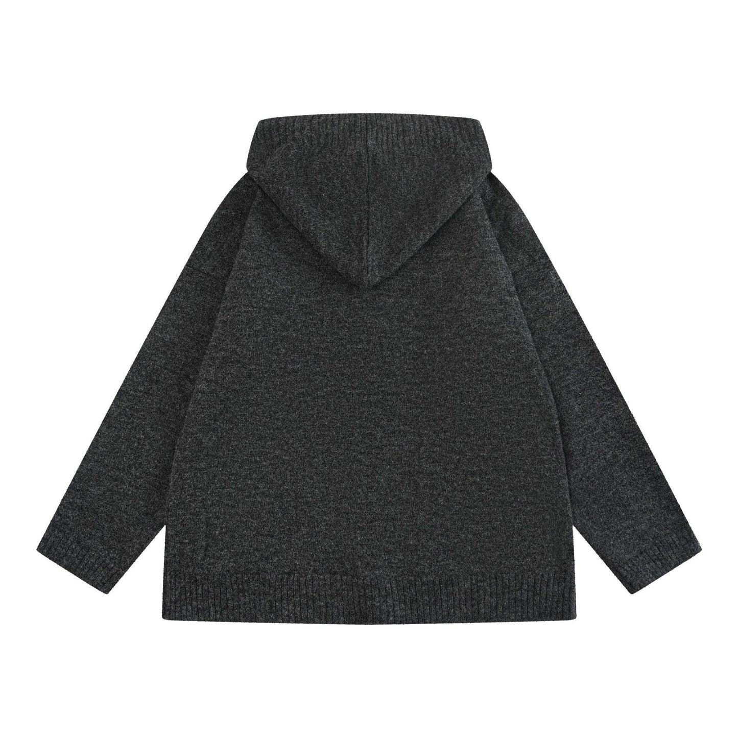 Open Front Cardigan Coat Loose Lazy Style Hooded Sweater