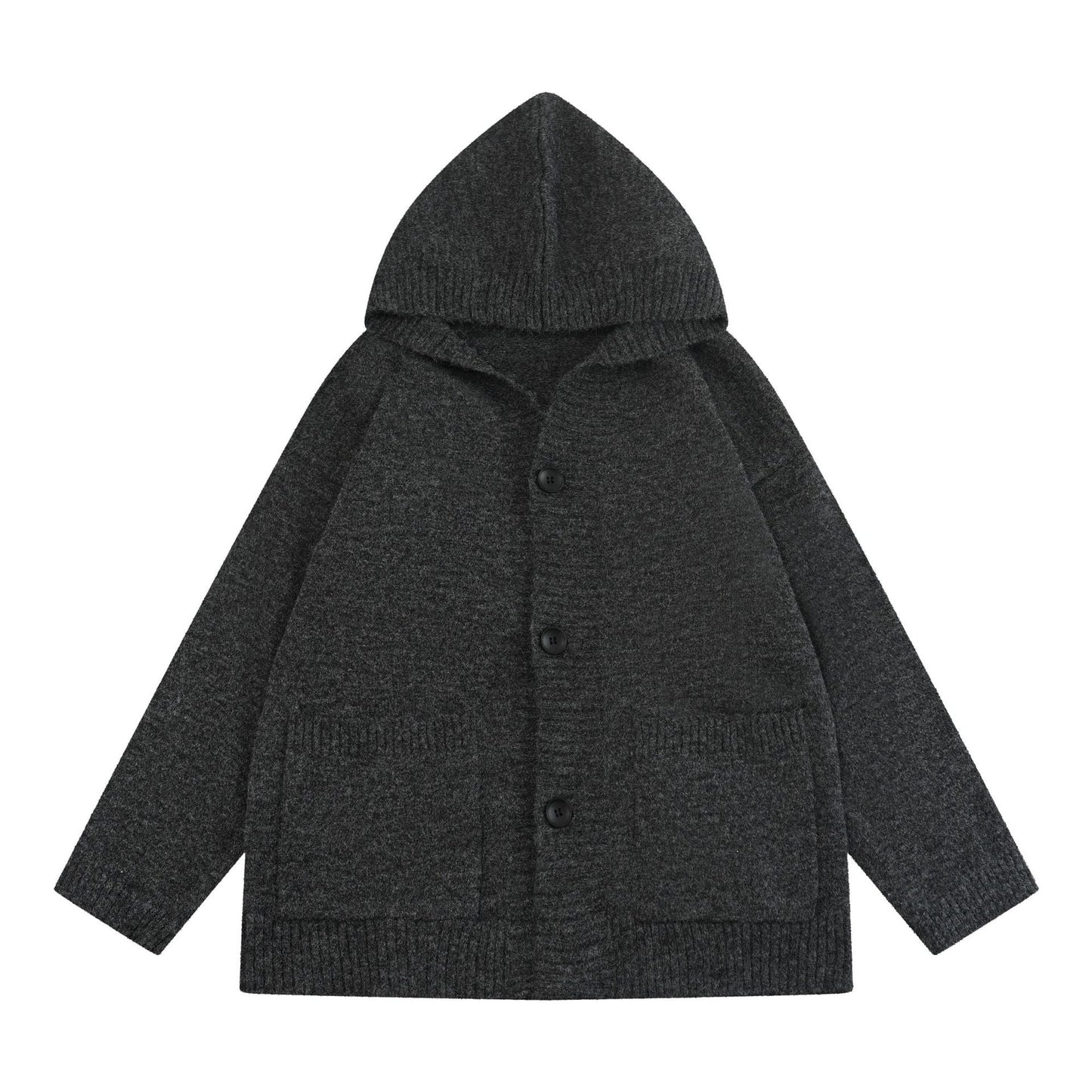Open Front Cardigan Coat Loose Lazy Style Hooded Sweater