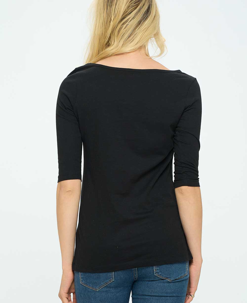 Breeeatheee Elbow Length Sleeve Yoga Inspired Cotton Tee